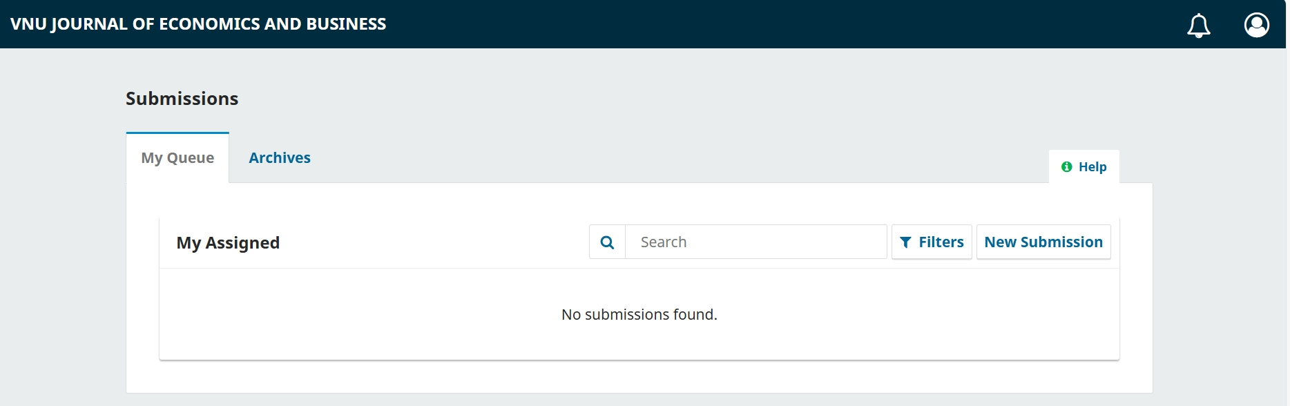 Submissions queue in author dashboard