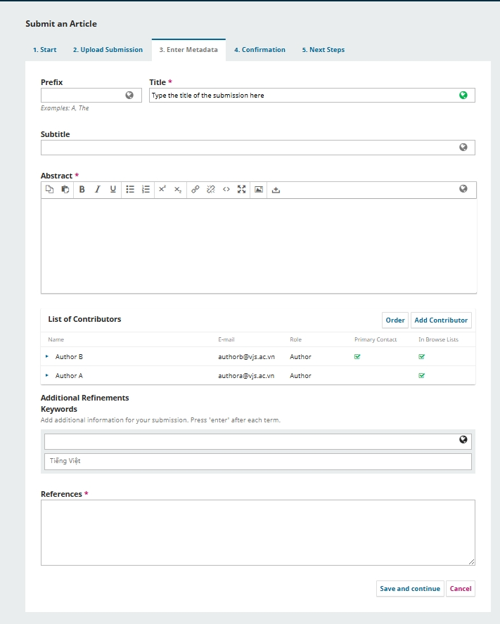 Enter title metadata in another language